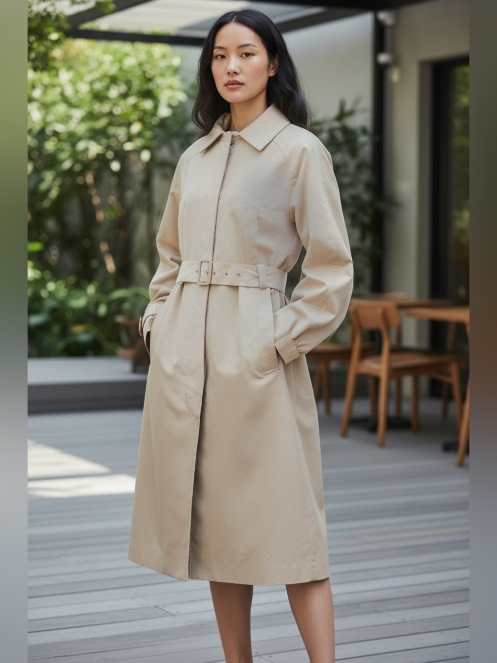Prada Silk Beige Belted Trench Coat